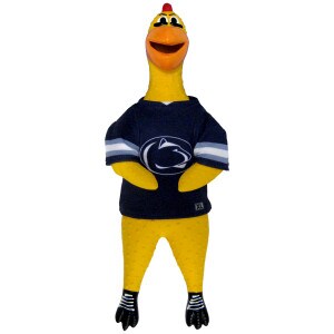 rubber chicken pet toy with Penn State Athletic Logo on jersey